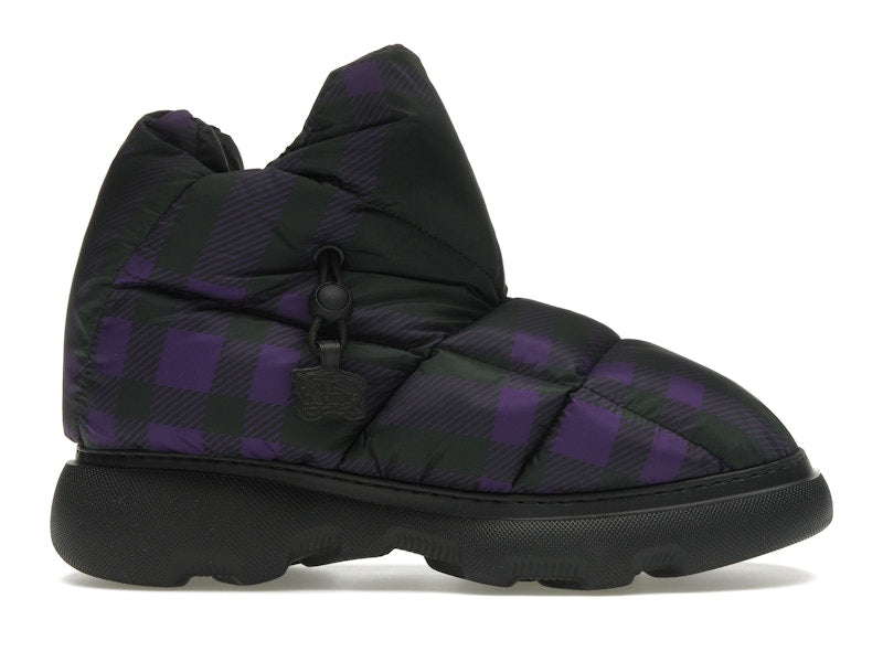 Burberry Check Pillow Boot Black Purple