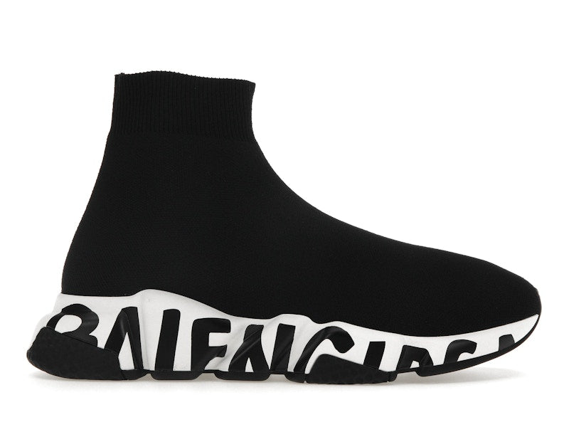 Balenciaga Speed Graffiti Trainers White Black Logo (Women's)