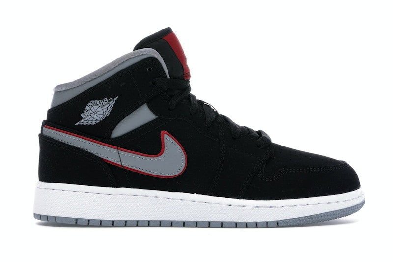 Jordan 1 Mid Black Particle Grey Gym Red (GS)