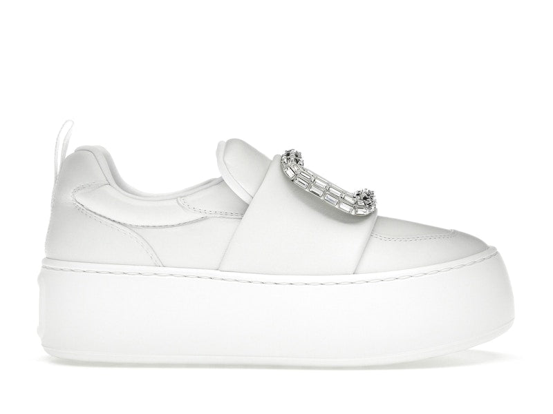 Roger Vivier Viv' Up White Crystal Buckle (Women's)