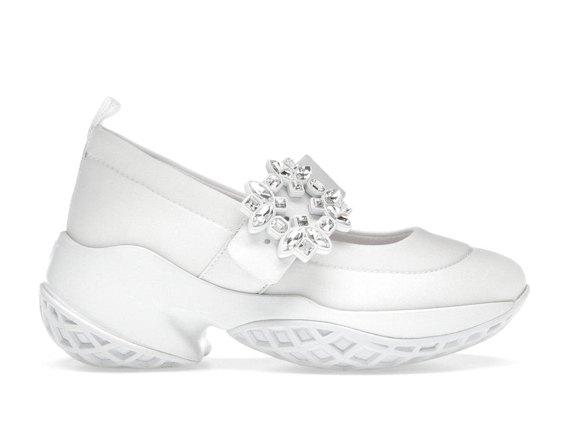 Roger Vivier Viv' Run Babies White Crystal Buckle (Women's)