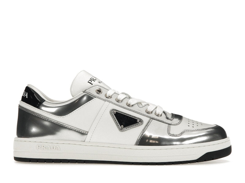 Prada Downtown Low Top Sneakers Leather White Silver