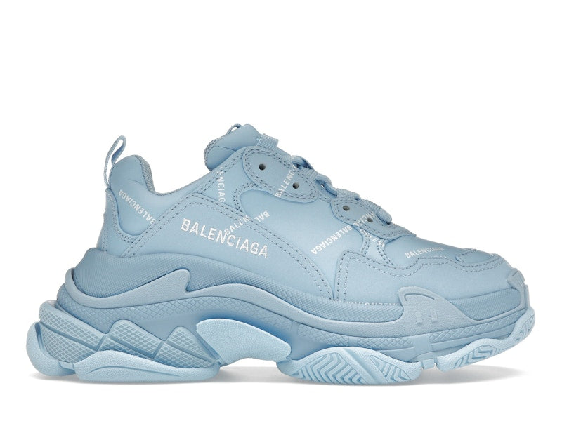 Balenciaga All Over Logo Triple S Blue Grey (Women's)