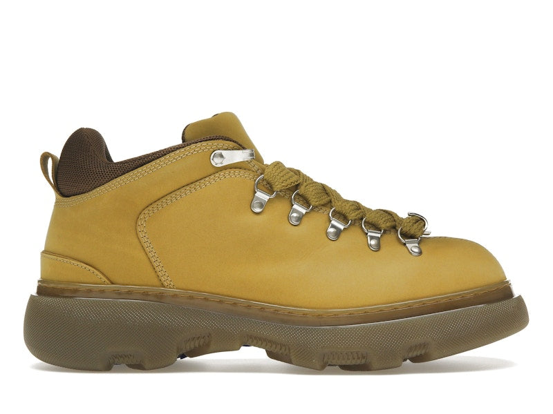 Burberry Lace Up Leather Ankle Boot Mustard Yellow