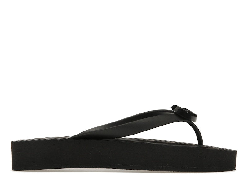 Gucci Chevron Thong Sandal Black Rubber