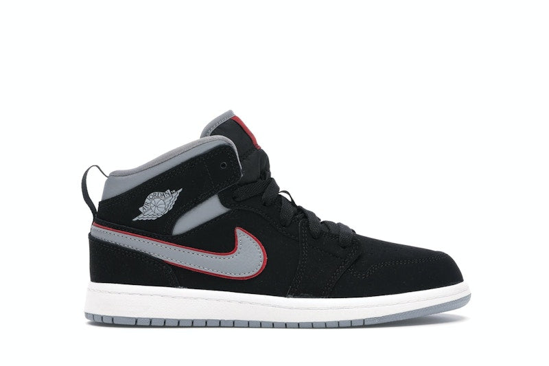 Jordan 1 Mid Black Particle Grey Gym Red (PS)
