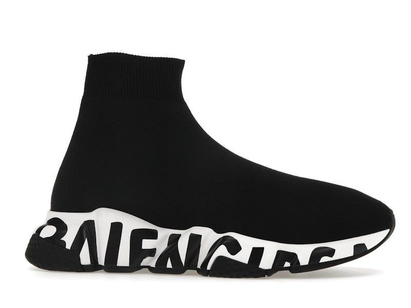 Balenciaga Speed Graffiti Trainers White Black Logo (Women's)