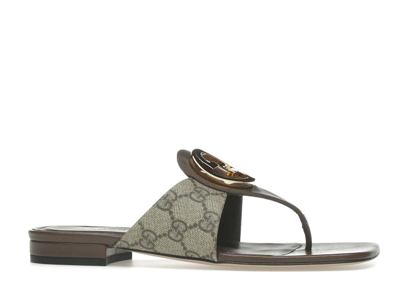 Gucci Blondie Thong Canvas Sandals Ebony (Women's)
