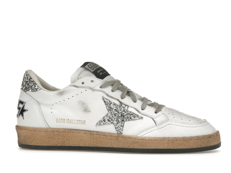 Golden Goose Ball Star White Silver Glitter (Women's)