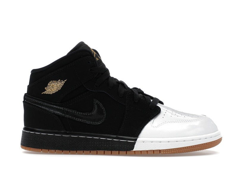 Jordan 1 Mid Black White Gold (GS)