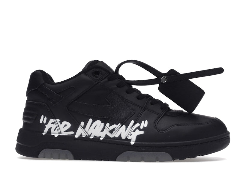 OFF-WHITE Out Of Office OOO "For Walking" Low Tops Black White