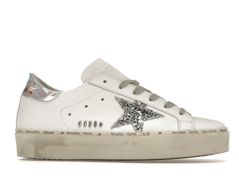 Golden Goose Hi Star White Glitter Star Mirror Heel (Women's)
