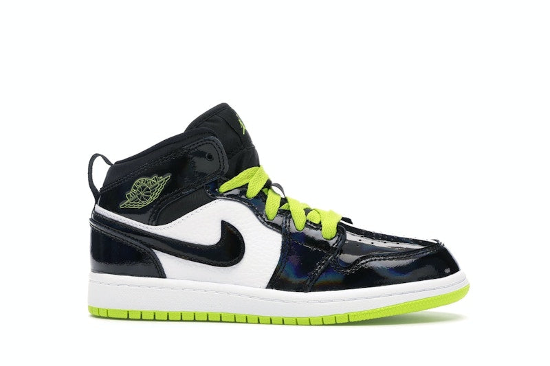 Jordan 1 Mid Black Cyber Mystic Green (PS)