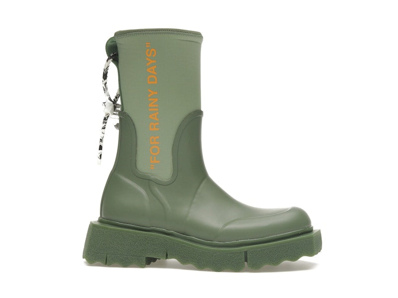 OFF-WHITE Zip-tie Rain Boots Green (Women's)