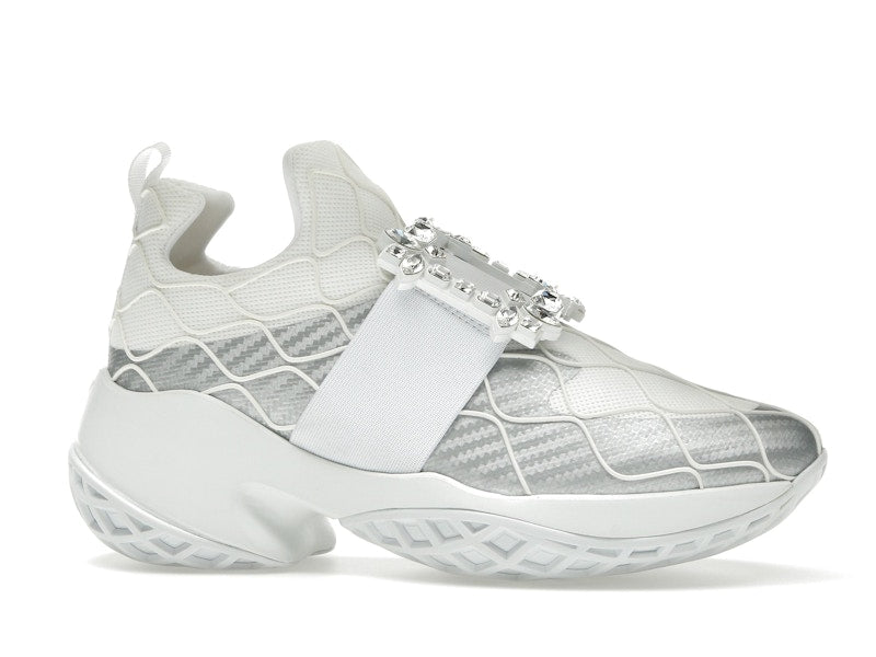 Roger Vivier Viv' Run Fabric Silver Crystal Buckle (Women's)