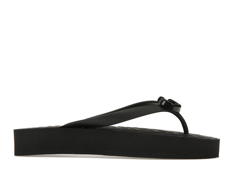 Gucci Chevron Thong Sandal Black Rubber