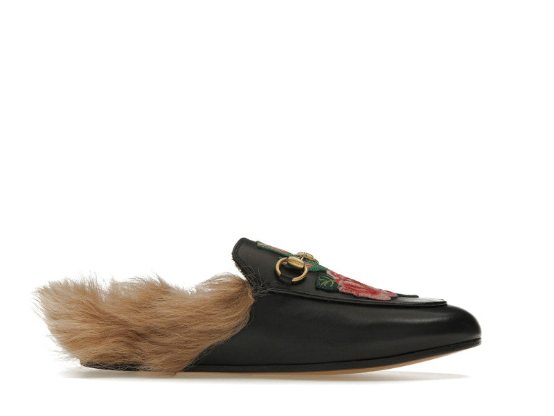 Gucci Floral Embroidered Princetown Mules Black (Women's)