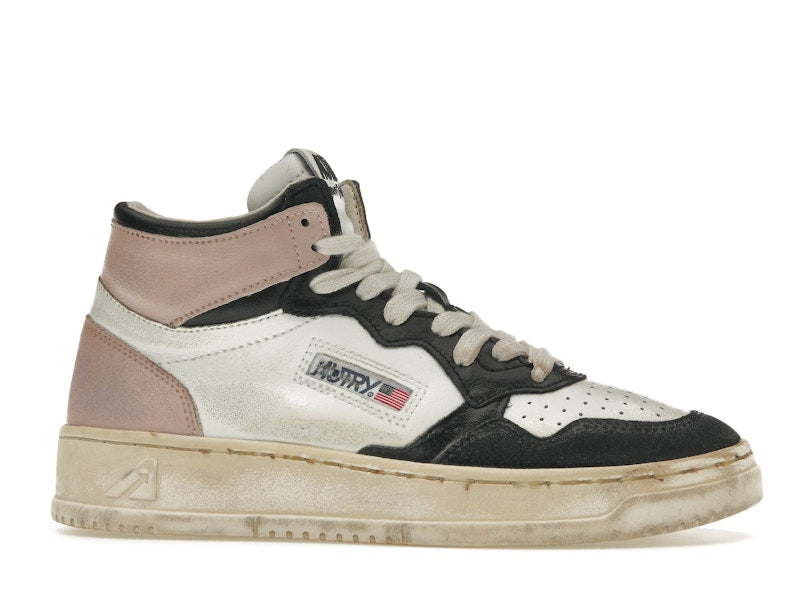 Autry Medalist Leather Mid Super Vintage White Pink Black (Women's)