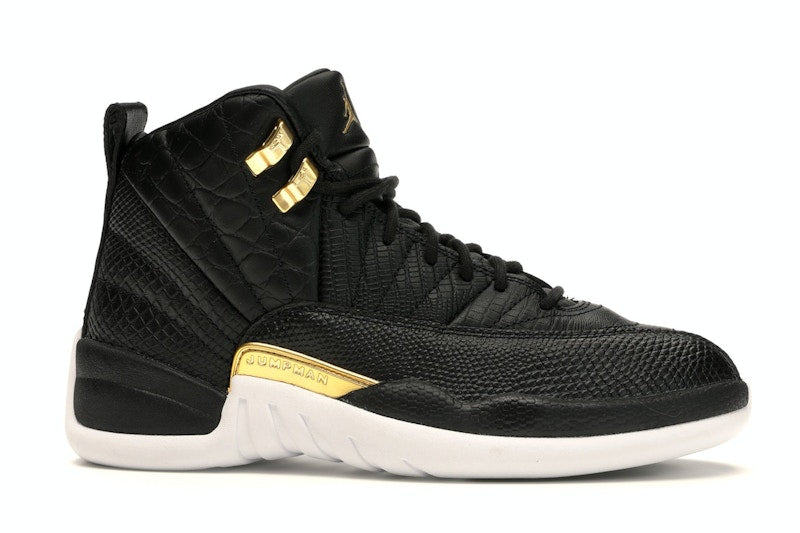 Jordan 12 Retro Black Metallic Gold White (Women's)