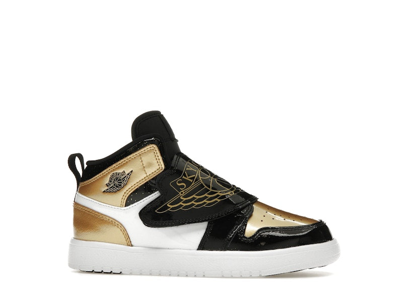 Sky Jordan 1 Mid Black Metallic Gold White (PS)