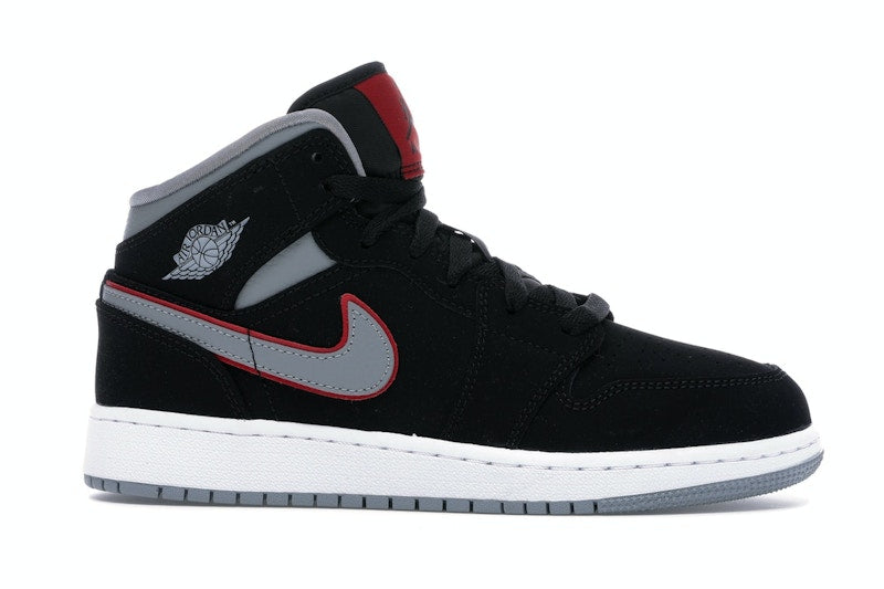 Jordan 1 Mid Black Particle Grey Gym Red (GS)