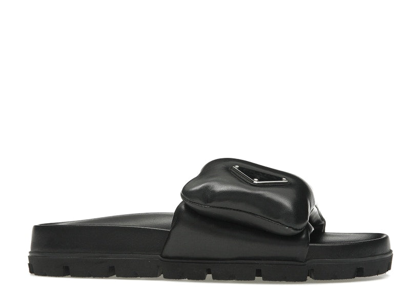 Prada Soft Padded 20mm Slide Sandal Black Nappa Leather
