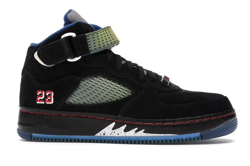 Jordan AJF 5 Black Blue Ribbon Varsity Red