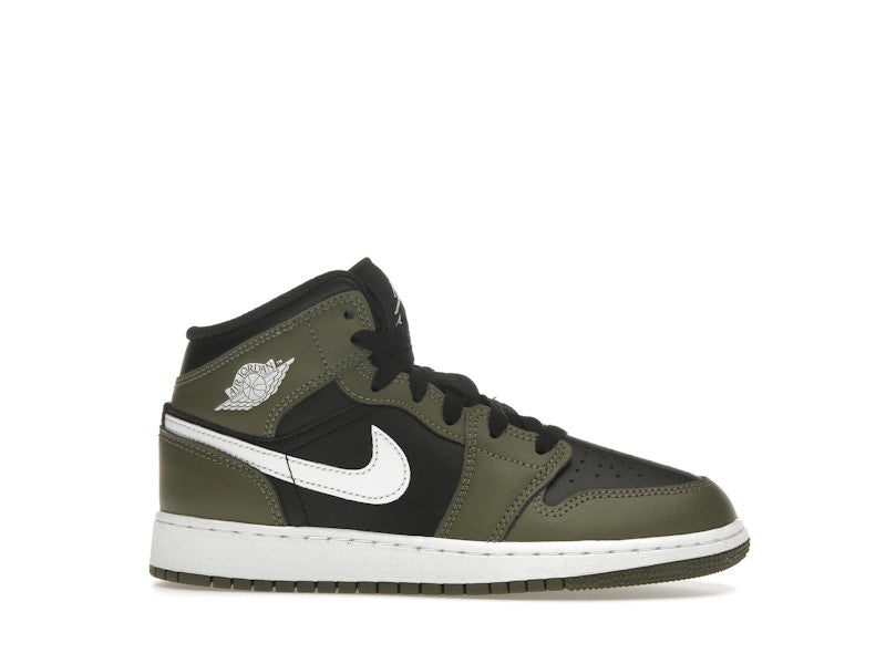 Jordan 1 Mid Black White Olive (GS)