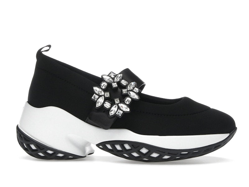 Roger Vivier Viv' Run Babies Black White Crystal Buckle (Women's)
