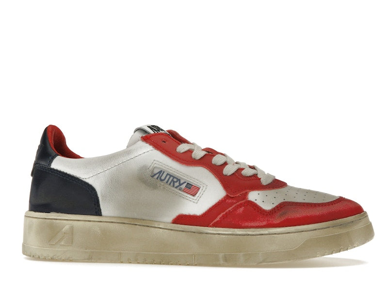Autry Medalist Leather Low Super Vintage White Blue Red
