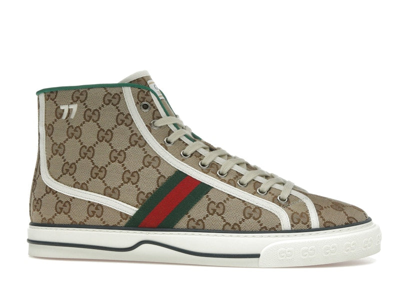 Gucci Tennis 1977 Canvas High Top Beige GG Print