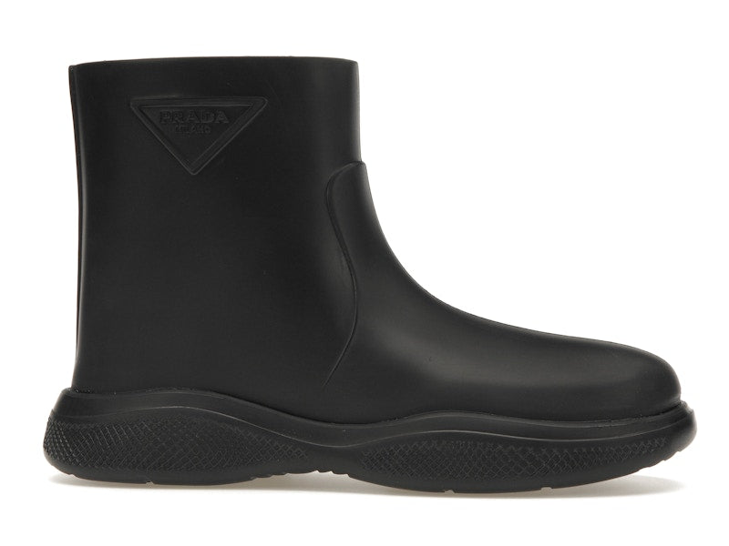 Prada Pull-On Rain Booties Black Rubber