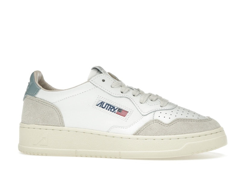 Autry Medalist Leather Low White Silver Blue Beige (Women's)