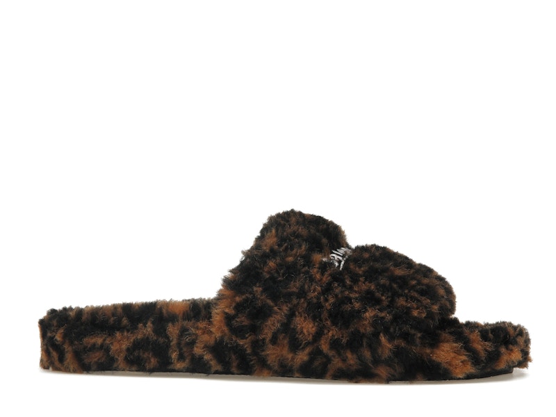 Balenciaga Furry Slide Leopard Brown Black