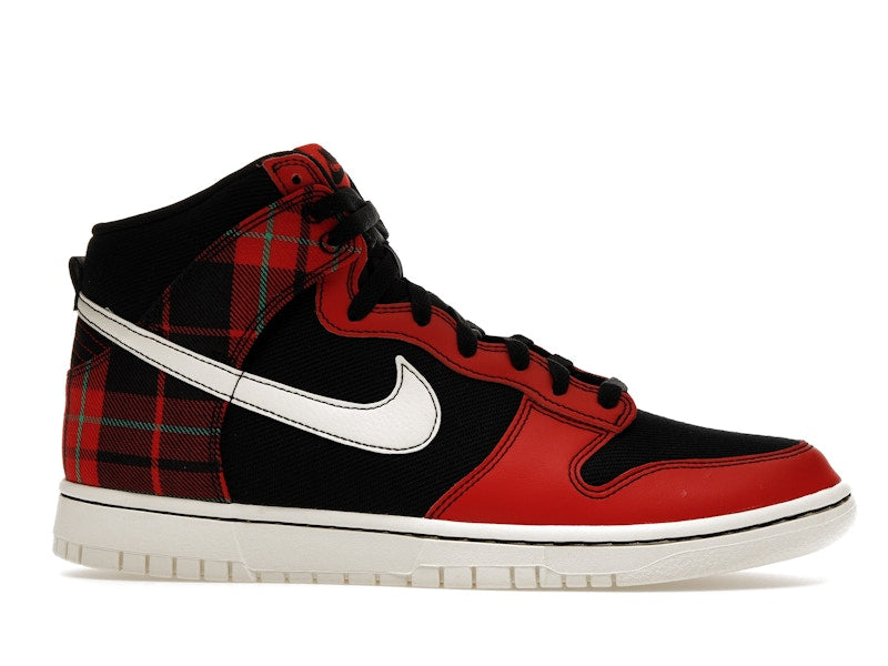 Nike Dunk High SE Tartan Plaid Black University Red