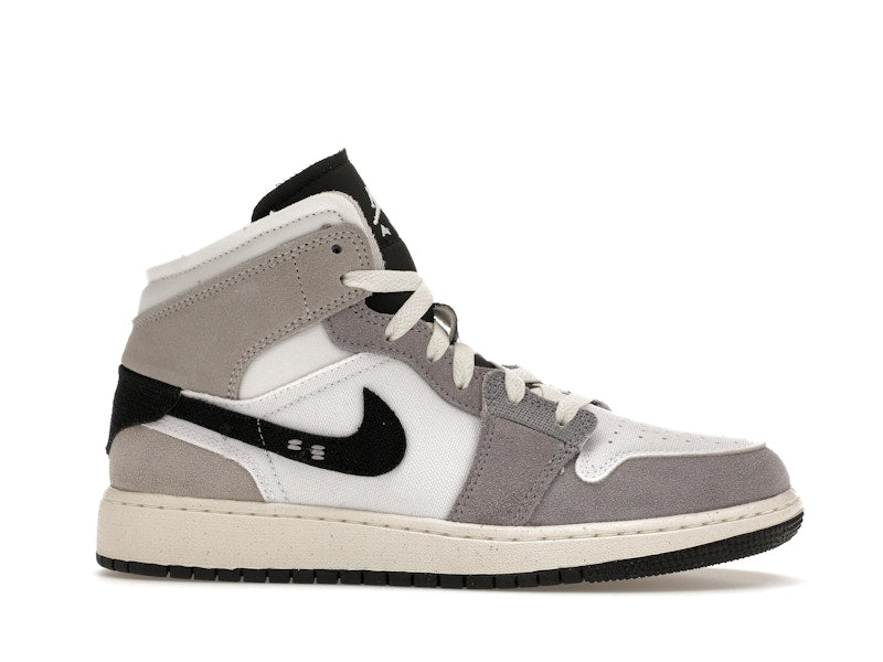 Jordan 1 Mid SE Craft White Cement Grey Black (GS)