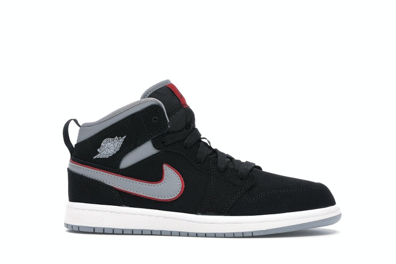 Jordan 1 Mid Black Particle Grey Gym Red (PS)