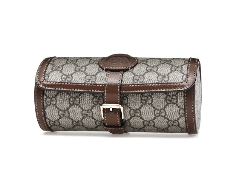 Gucci Supreme Monogram Watch Role Bag Brown
