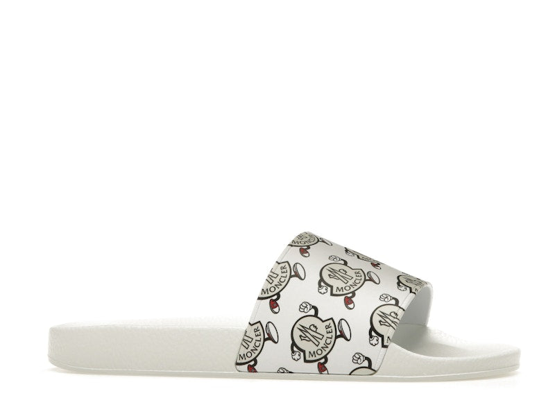 Moncler Basile Slide Logo Print White