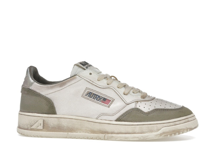 Autry Medalist Low Super Vintage White Silver Lizard