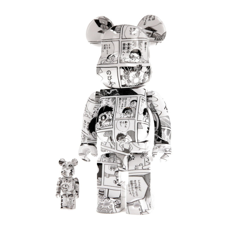 Bearbrick Doraemon (Comic Ver.) 100% & 400% Set Black & White
