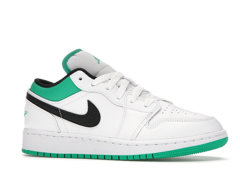 Jordan 1 Low White Lucky Green Tumbled Leather (GS)