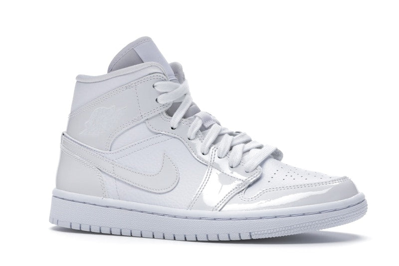 Jordan 1 Mid Triple White Patent Swoosh (Women's)