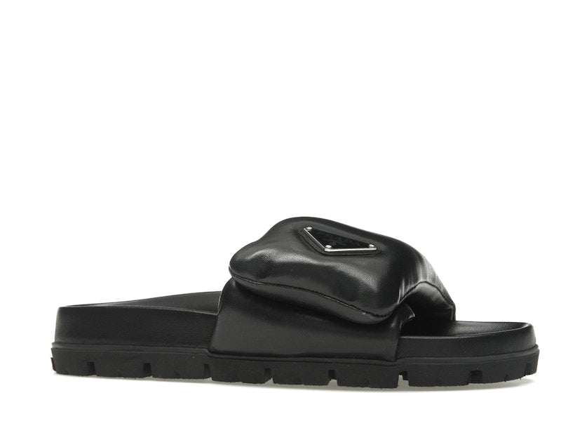 Prada Soft Padded 20mm Slide Sandal Black Nappa Leather