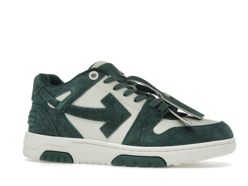 OFF-WHITE Out Of Office "OOO" Low Tops Jet Green Ecru Suede