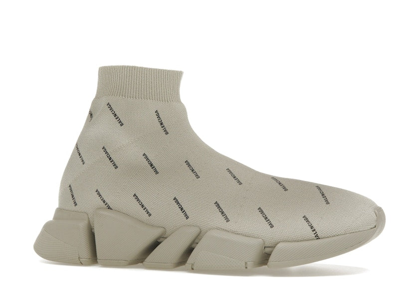 Balenciaga All Over Logo Speed 2.0 Beige