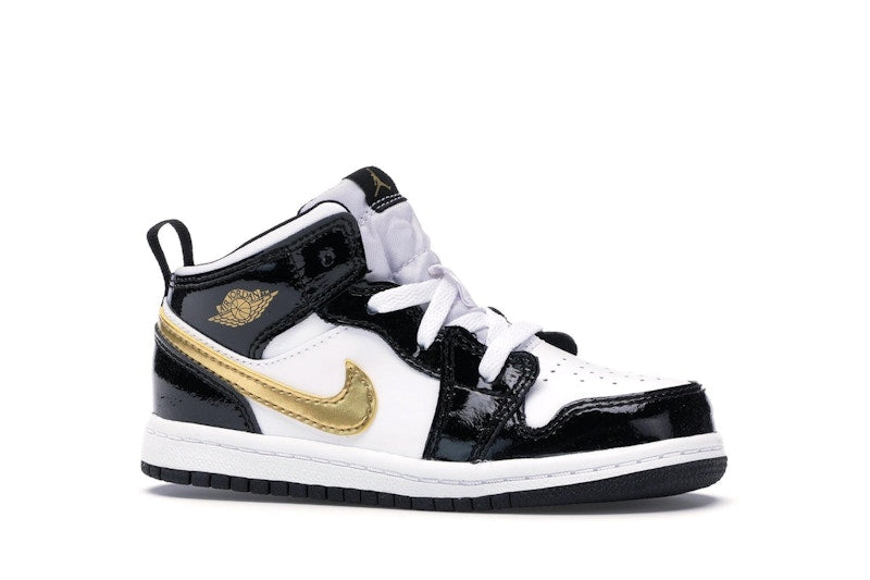 Jordan 1 Mid Patent Black White Gold (TD)