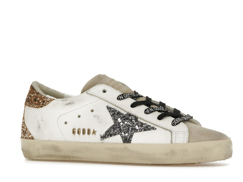 Golden Goose Super-Star White Silver Gold Glitter (Women's)