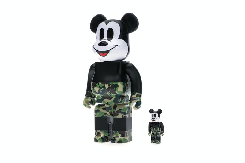 Bearbrick BAPE Mickey Mouse 100% & 400% Set Black/Green Camo