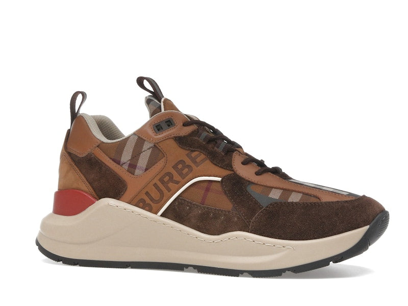 Burberry Check and Suede Sneakers Dark Birch Brown